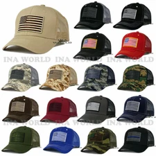 USA AMERICAN Flag Hat Tactical Military Snapback Mesh Trucker Baseball Cap