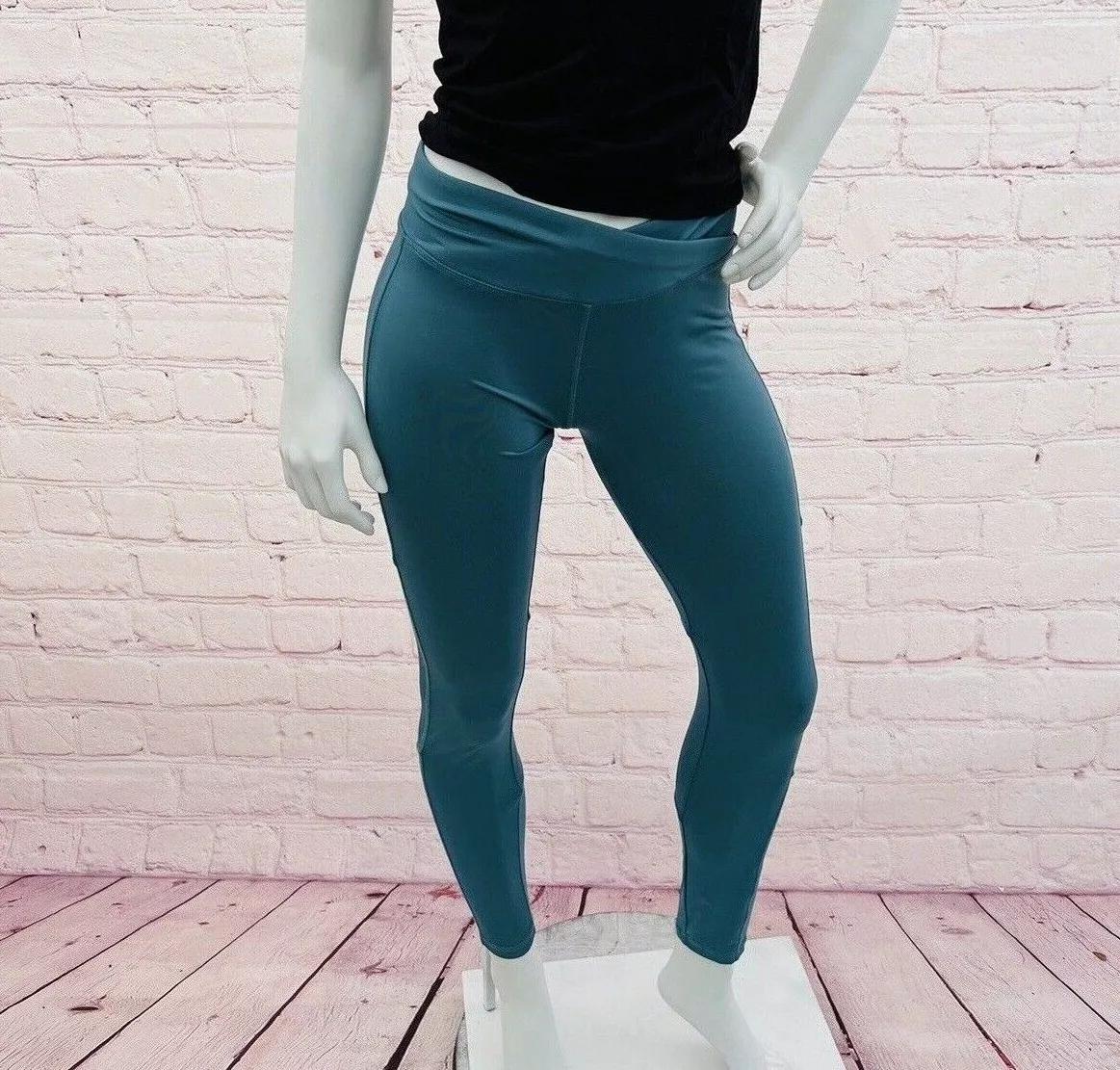 Crivit (AQUA) Green LEGGINGS Size Small 4/6 With Mesh