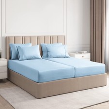 Split King Size Sheet Set - 7 Piece Set -Light Blue - Hotel Luxury Bed Sheets