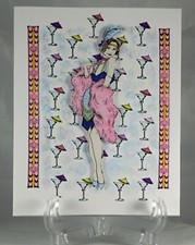ART DECO STYLE FLAPPER COCKTAILS 20s 30s BLANK HAND MADE CRAFTED GREETING CARD