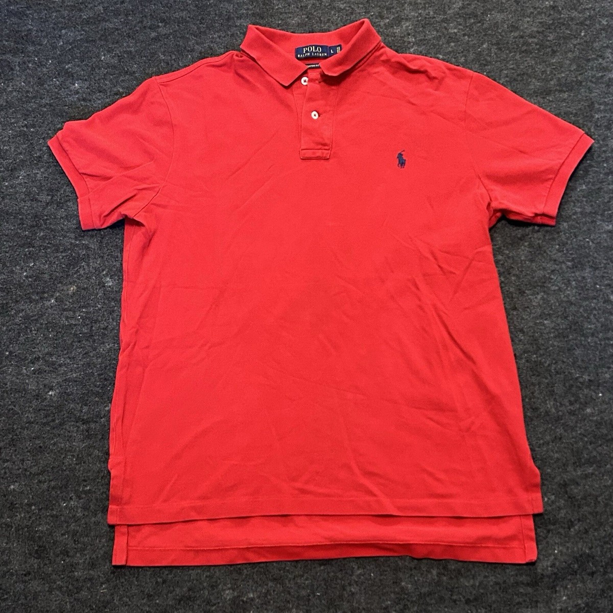 Ralph Lauren Polo Shirt Men Size Large Red Blue Pony Golf | eBay