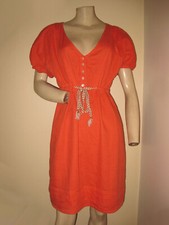 J Crew Orange Cotton Drawstring Short Sleeve Tunic Day Dress Beach Cover-Up 10 M