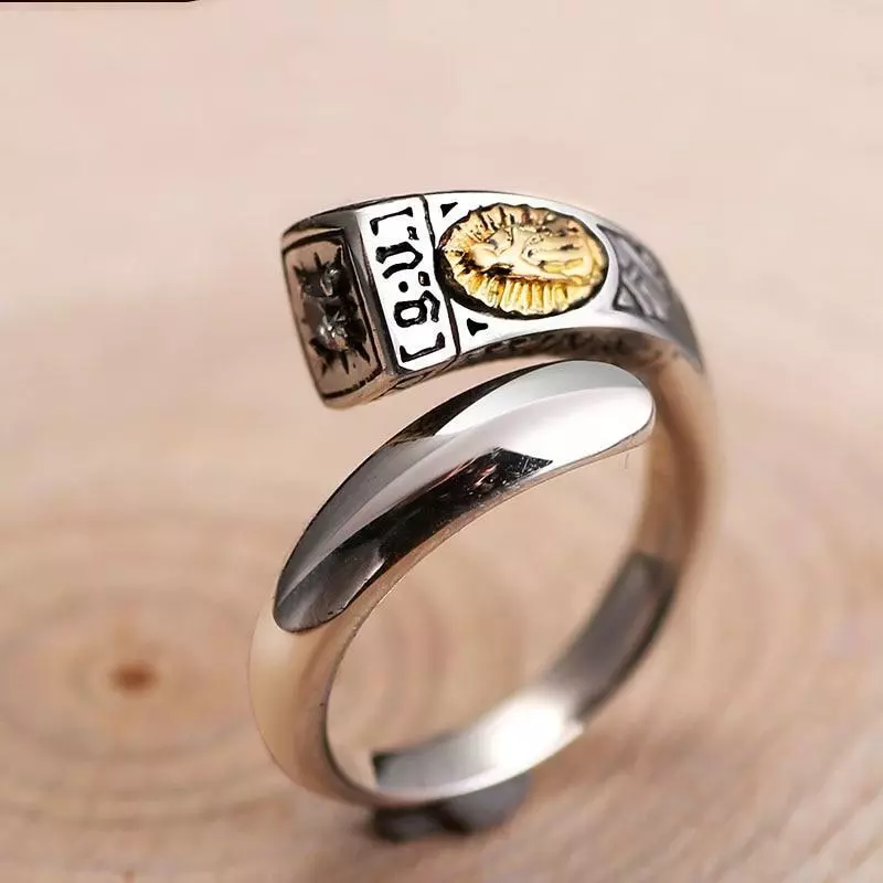Bague Anneau homme argent massif 925 Vierge Marie dor zirconium