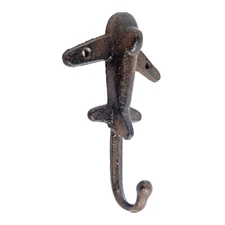 Cast Iron Airplane Wall Hook  Key Towel Coat Hanger Aviation Decor Brown 6 inch