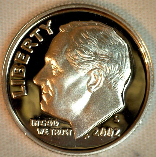 2002 S Silver Proof Roosevelt Dime Ten-Cent Coin 10 Cents