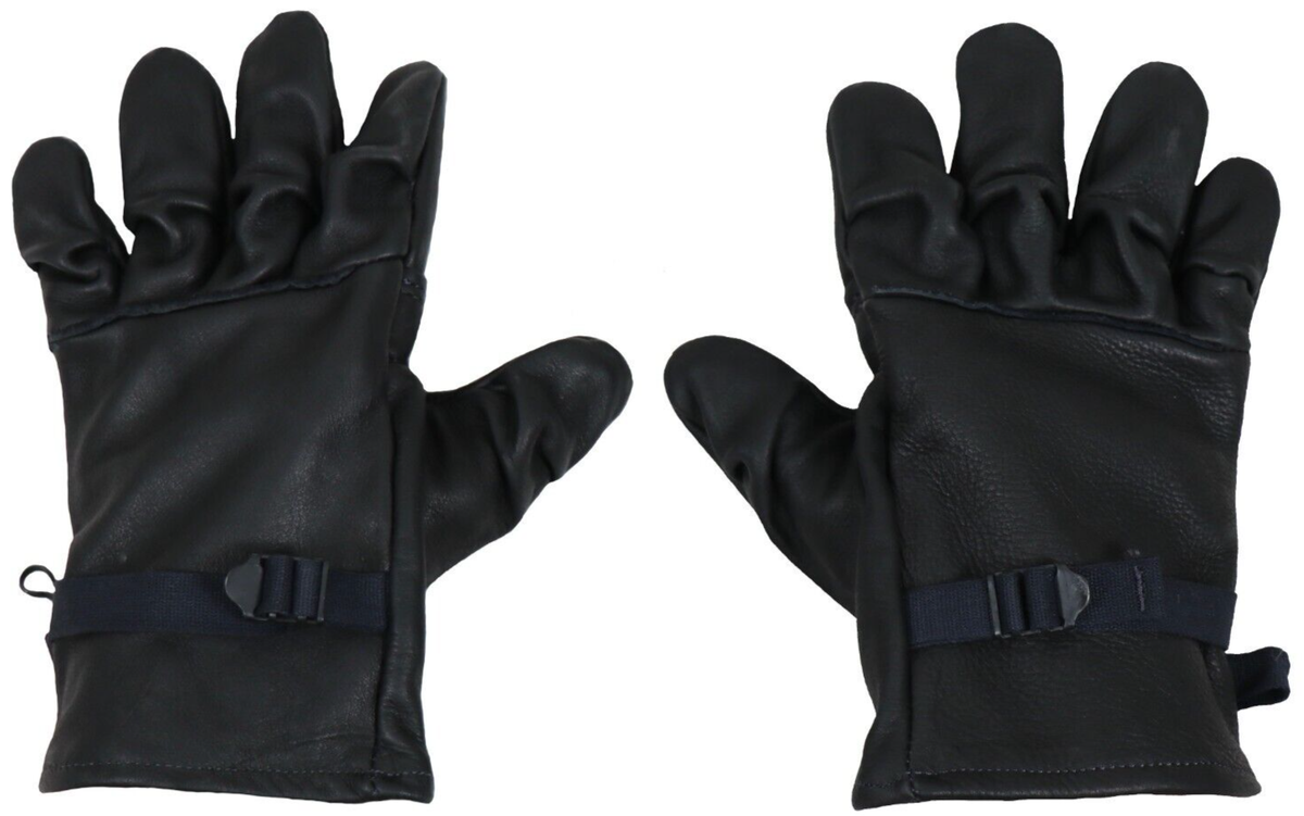Size 4 - USGI Black Leather Light Duty Gloves D3A Utility Military