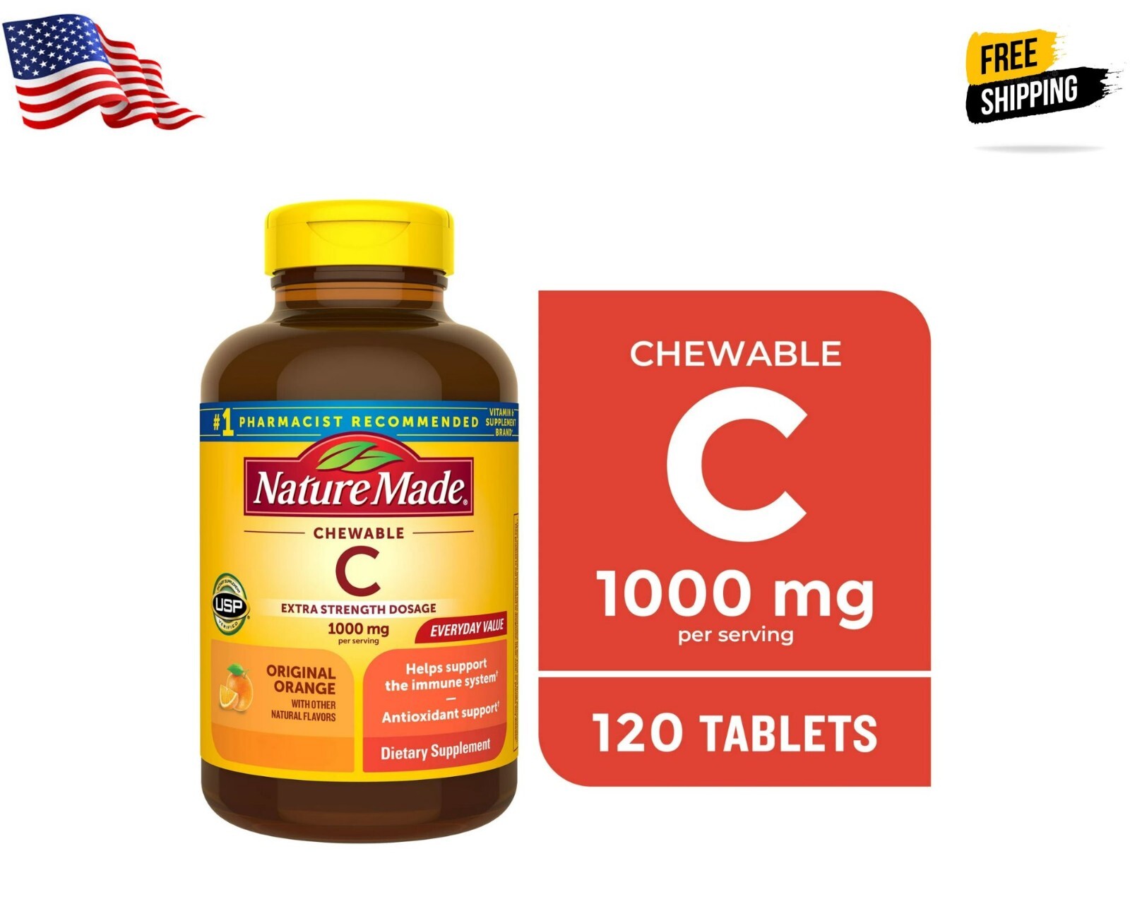 Nature Made Extra Strength Vitamin C 1000 mg Tablets, Dietary Supplement, 105Ct.