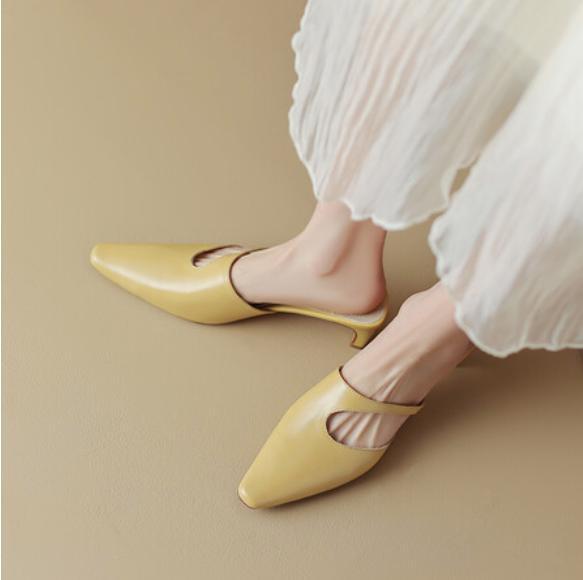 PANTOFOLA D’ORO Ciabatte donna cave tacco grosso scarpe punta quadrata slip on festa moda