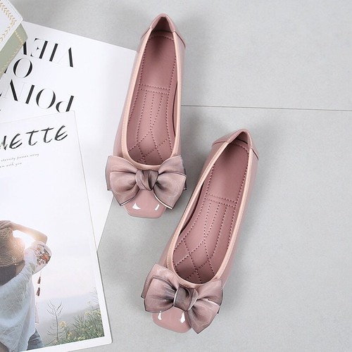 Spitz zulaufende flache Damenschuhe Schleife Lackleder Ballerina flache Schuhe - Bild 15 von 29