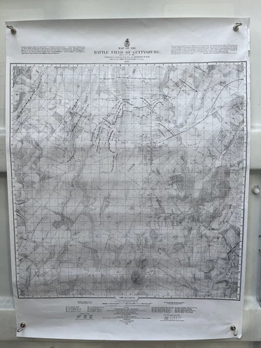 Battle Field Map Of Gettysburg 1876 War Dept 1st Day 1938 Printing Civil War
