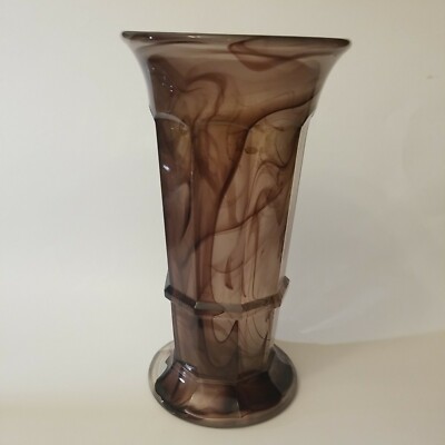 Vintage Davidson Amethyst Purple 10'' Cloud Glass Vase Art Deco 20's 30's Column