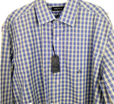 Nautica Button Up Shirt Men's Size Large 16 34/35 Long Sleeve Blue Plaid New
