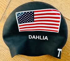 TYR Black Adult Size Silicone Swim Cap H107 H-BA TEAM USA DAHLIA New Collectible