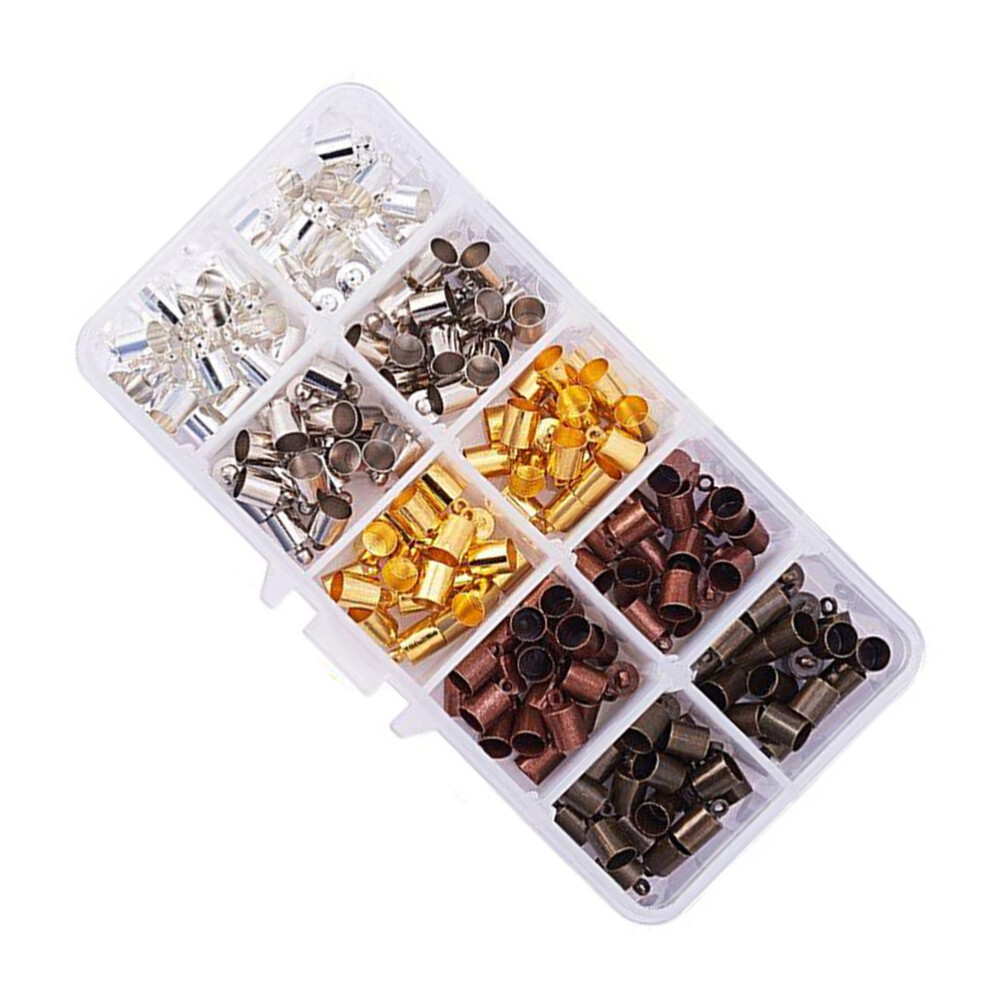 200 PCS Kumihimo Jewelry Kit Copper Cord Ends Caps Tassel Combo