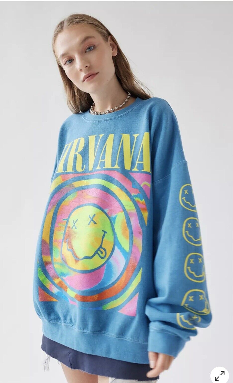 H&M Bright Pink Nirvana Angel oversized Sweatshirt XXS 8 10 BNWT