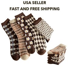 Womens Socks Vintage Pattern Fashion Novelty Socks Casual Dress Wear Gift 5 Pair
