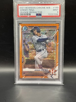 JEREMY PENA 2021 BOWMAN CHROME RC ORANGE REFRACTOR 24/25 Mega PSA 9 MINT!! 