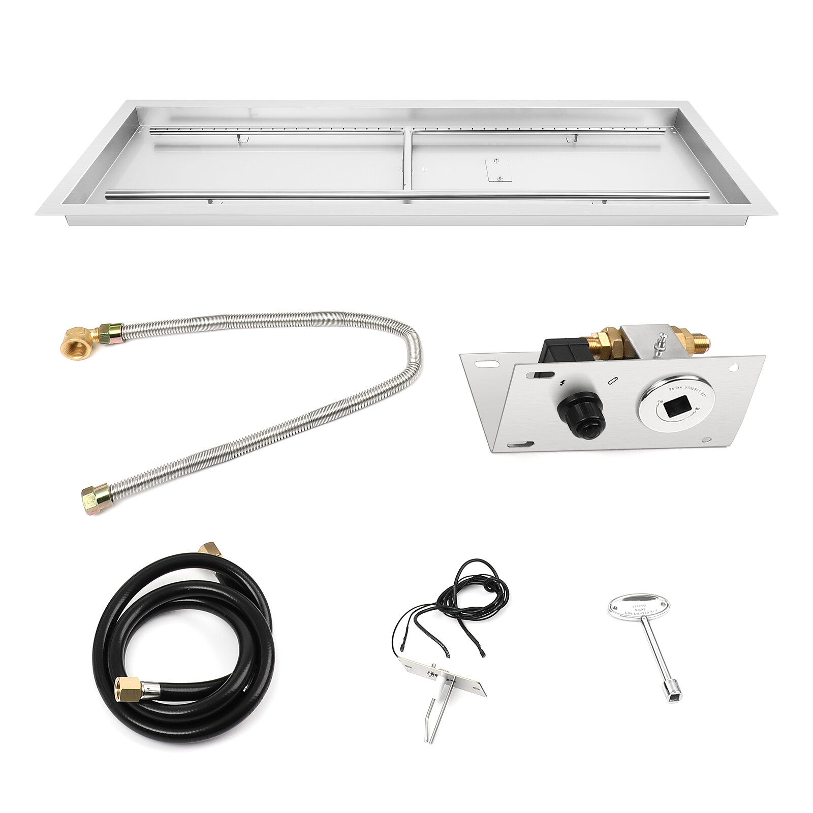 48 * 14 inch Fire Pit Pan Kit with H-Shaped Burner, Spark Ignition Kit