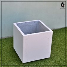 4 Fioriere vasi quadrati 40 cm in cemento bianco giardino arredo zavorra gazebo