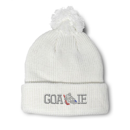 Pom Pom Beanies for Women Hockey Goalie 
