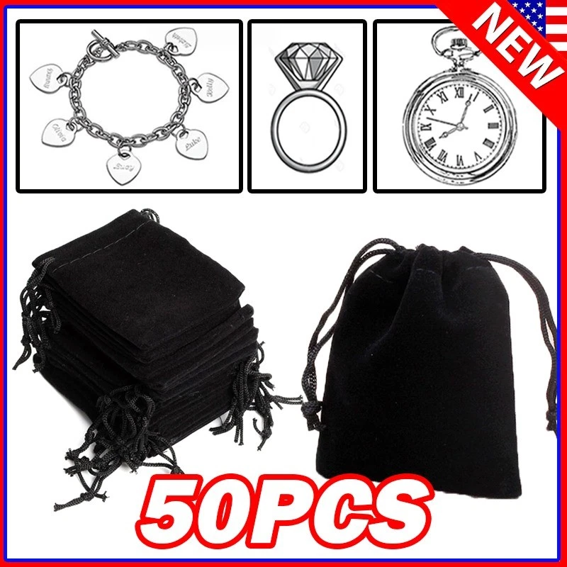 Bolsas de presente de veludo preto com cordão de veludo anel bolsa de joias casamento favores vermelhas - Imagem 4 de 4