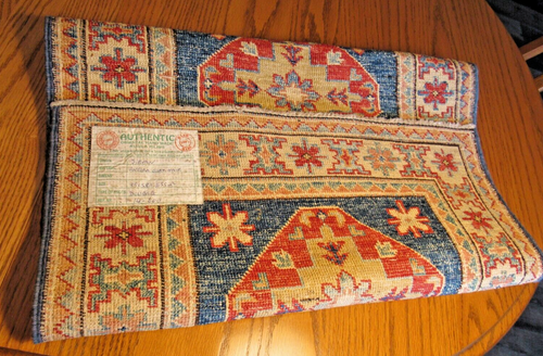 Alfombra turca tejida a mano para cabra de angora azul, rojo, marrón doble nudo, Village Sirvan - Imagen 5 de 7