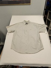 Mens Eddie Bauer Wrinkle Free Relaxed Fit Short Sleeve Shirt Light Gray Size L