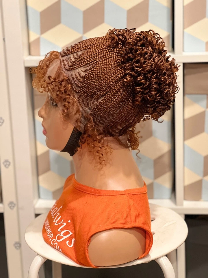 编织假发:手工玉米发髻假发。 全蕾丝假发制成。 颜色 30 — 第 3/4 张图片