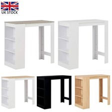 Breakfast Bar Table with 3-layer Storage Shelves Kitchen Dining Table Chipboard