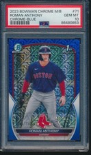 PSA 10 ROMAN ANTHONY 2023 Bowman Chrome Mega Box BLUE Refractor/150 RC GEM MINT