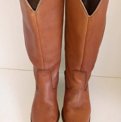Vintage DEXTER Women's Western Pull-on Boot Size 6M 786821 Cognac Tan Leather - Picture 7 of 14