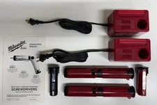Lot of 2 Milwaukee 6539-1 2.4v Cordless Screwdrivers w/Chargers 4 Batteries