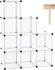 C&AHOME Cube Storage, 9-Cube Plastic Closet Cabinet 9 Cube, Transparent White 