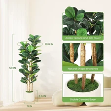 5/6/7 FT Artificial Fiddle Leaf Fig Tree with Pot Faux Trees with Artificial Pla