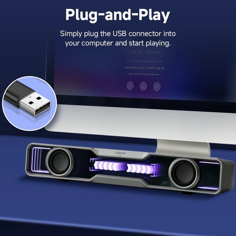 Edifier QS30 Soundbar USB/Bluetooth 5.4 RGB Mic per PC Altoparlanti Gaming - Immagine 2 di 4