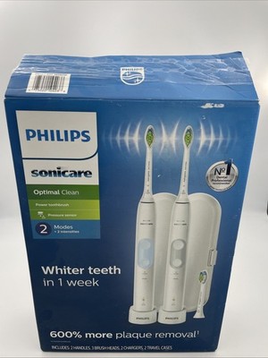 Philips Sonicare Optimal Clean Rechargeable Electric Toothbrush 2PK HX6829/75