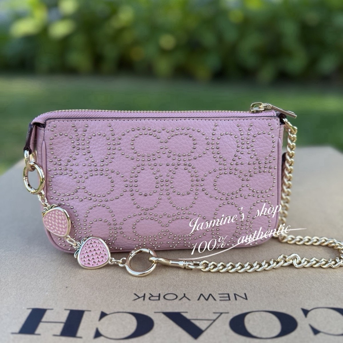 🔥NWT COACH Nolita 19 With Signature Rivets Leather in Pink CX262