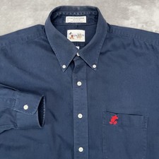 Vtg WALT DISNEY WORLD Mickey Mouse Shirt Mens Large Long Sleeve Button Down Navy