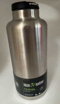 Klean Kanteen TKWide Insulated Water Bottle 64oz Stainless Steel Loop Cap Brushe