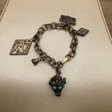Antique Brass Turquoise Bracelet 7.5  Length