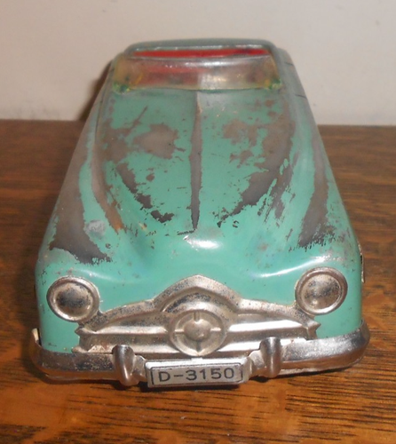 Vintage Distler Tin Wind-Up Car Green Convertible Made In US Zone Germany - Picture 2 of 8