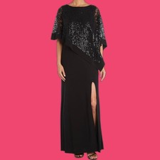 R M Richards Sequin Lace Poncho Overlay Sheath Dress Size 12 8899 Cocktail NWT