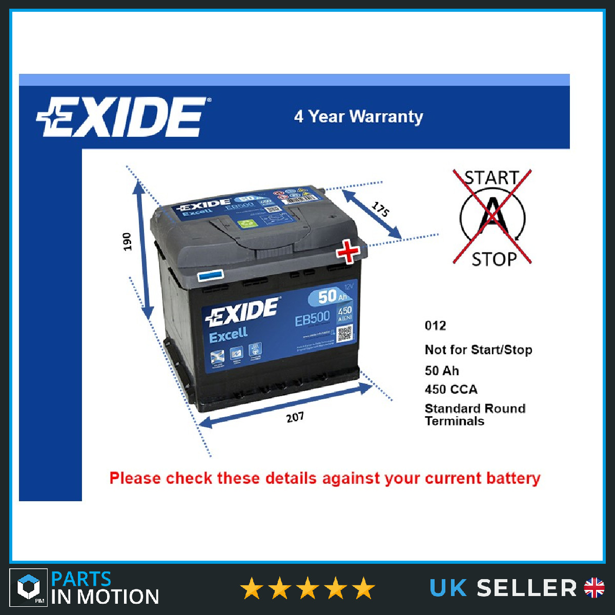 Battery fits LOTUS ELISE ELITE ELISE 340 R EXIGE 1.6 1.8 2.0 2.2 012 New - Image 71