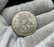1959 NETHERLANDS  2-1/2 GULDEN - OVER  1/3 TROY OUNCE OF SILVER C398