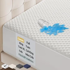 OhGeni 100% Waterproof Mattress Protector, Queen Size Queen, White 