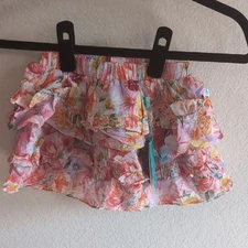 Posh Peanut Floral Ruffle Skirt - Pink and Yellow 3T