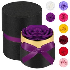 Mini Single Rose Box, Mini Forever Roses, Stunning Purple Roses, Preserved Fr...