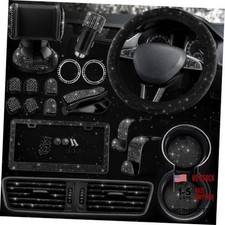 Black Bling Car Accessories Set, 27 Pcs, for Women Drivers Black Diamond