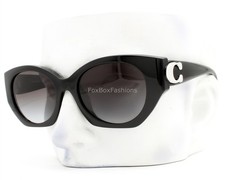 Coach Sunglasses HC 8407U 50023C Polished Black Shiny Silver Logo with Case