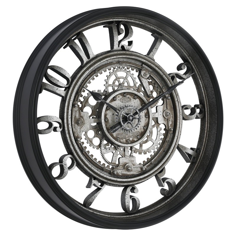 20 Inch Industrial Wall Clock Analog Moving Gears Decorative Home